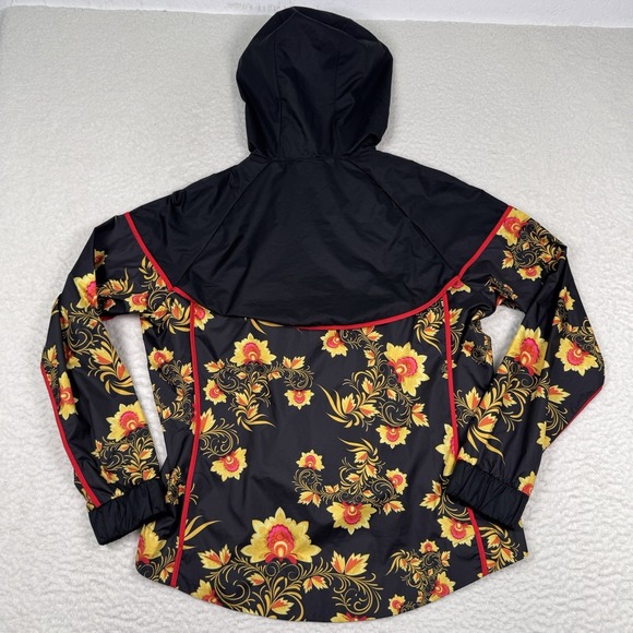 Nike Floral Windrunner Jacket Women's Medium Full Zip Vented Sportswear Black - Picture 3 of 11